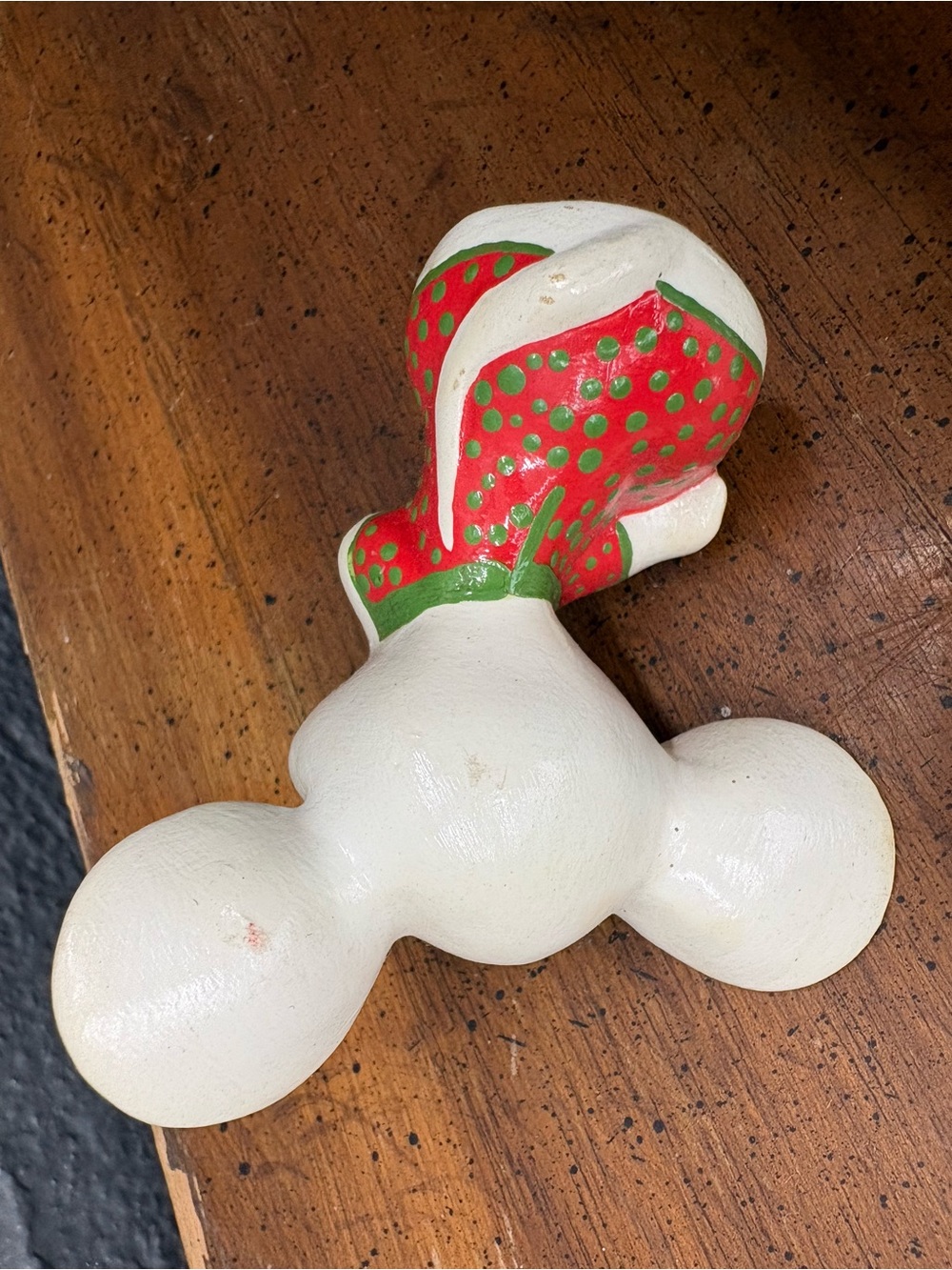 Vintage ceramic painted mouse strawberry Christmas colors - Picture 3 of 6